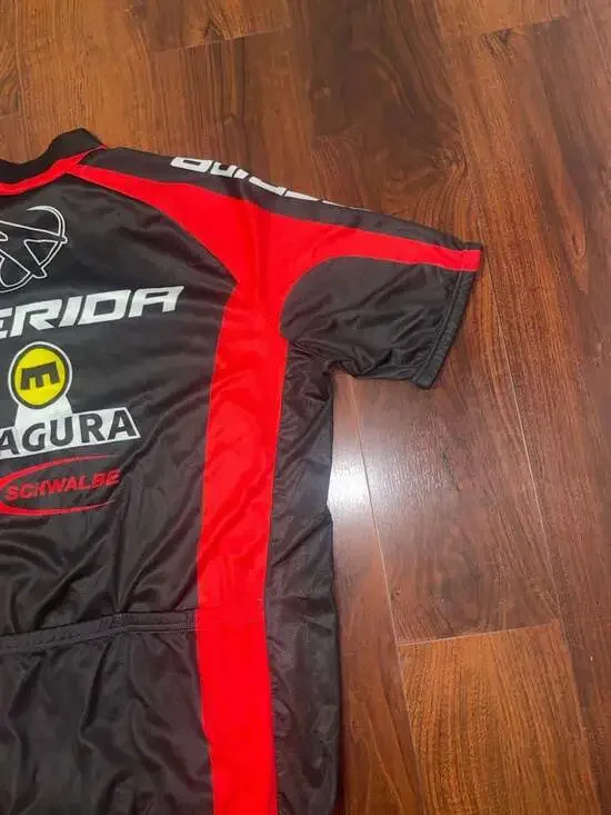 Merida Men's Short Sleeve Cycling Jersey Full Zip MTB Bike Shirt - Black/Red - Picture 14 of 16